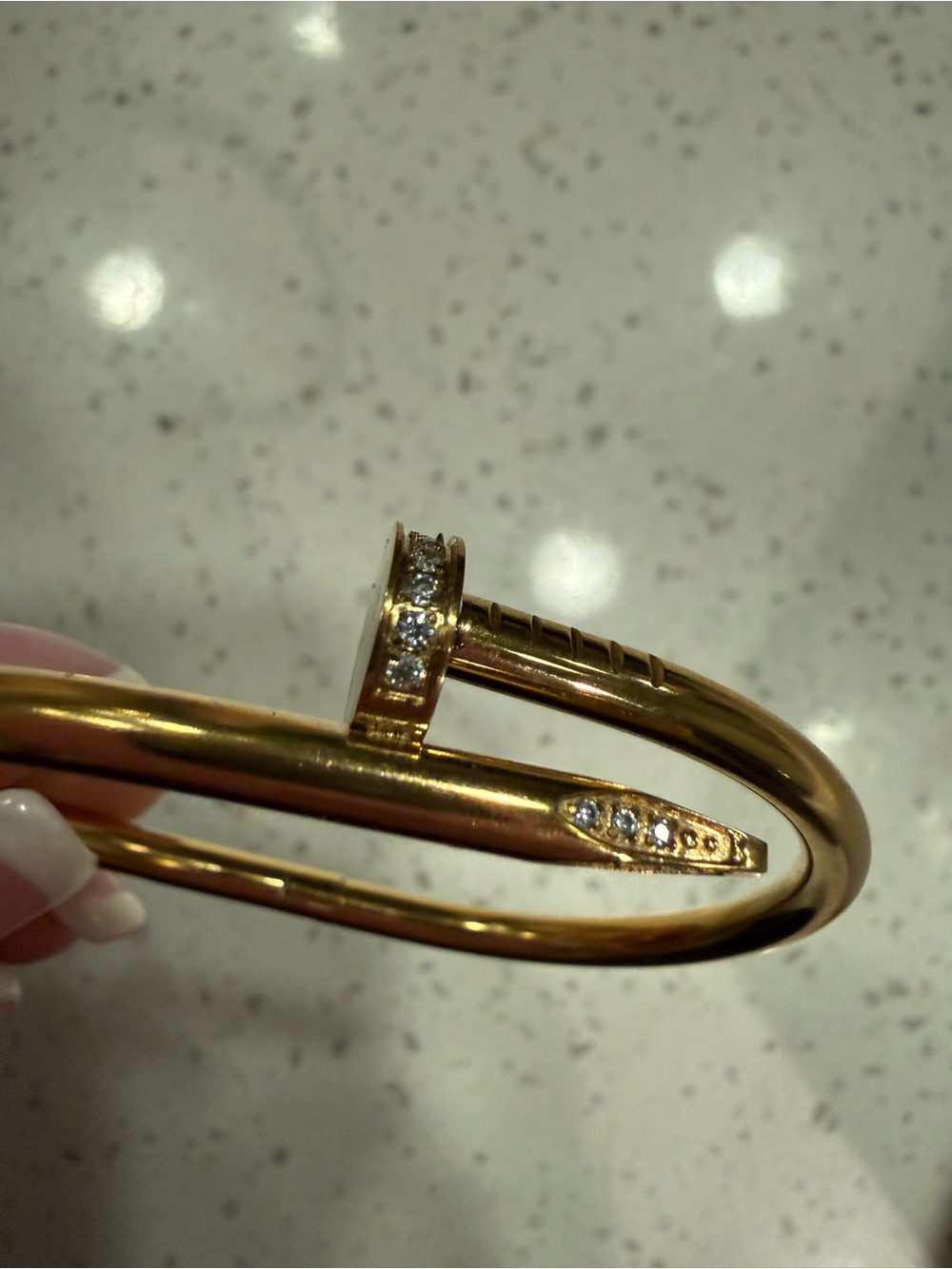 Gold-Tone Nail Cuff Bracelet with Crystal Accents